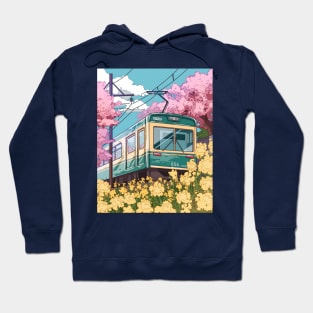 The Japanese train and the spring traveling Hoodie